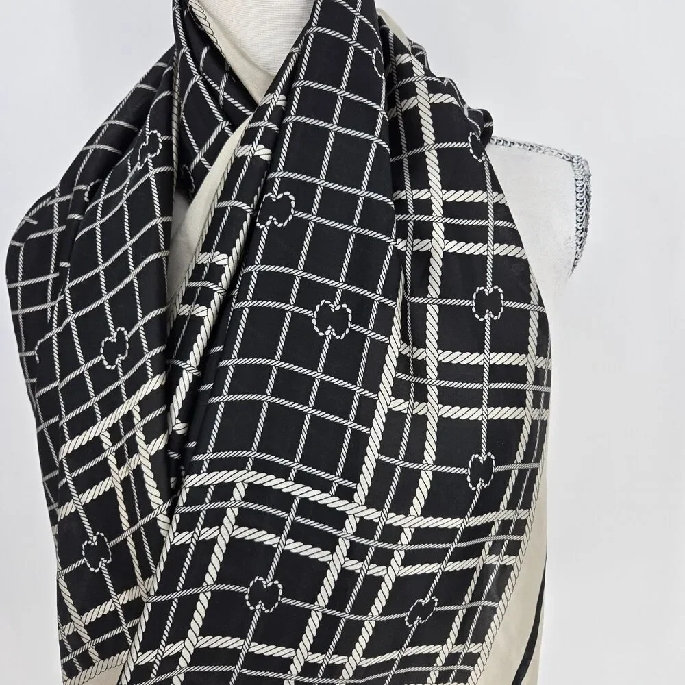 Vintage Silk Rectangle Scarf Wrap Vintage